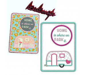 Stickdatei ITH - MugRug "Home is where we park it" Camping